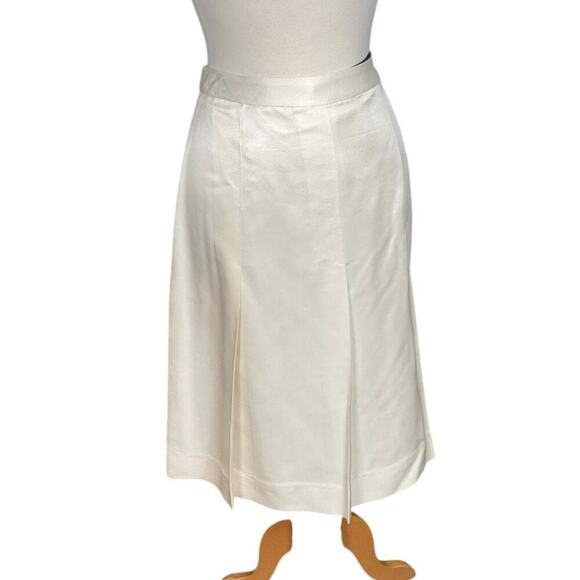 Vintage Banana Republic Silk Pleated Midi Skirt Side Zip Size 6 Ivory Elegant - Picture 10 of 10